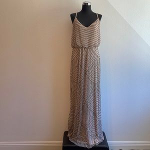 Adrianna Papell Beaded Gown in Gold and Silver